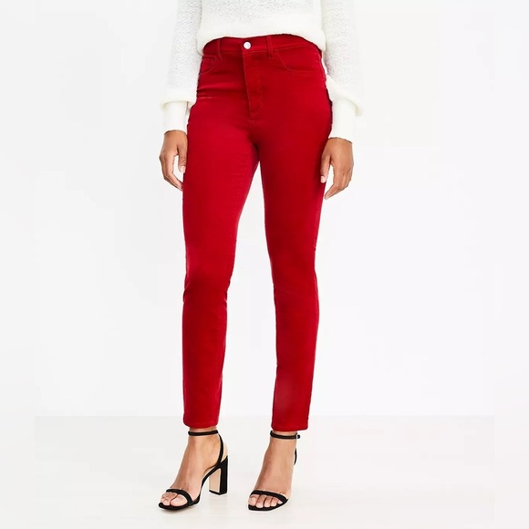 LOFT Skinny Corduroy Pants 27 / 4 Red NEW - Picture 1 of 10